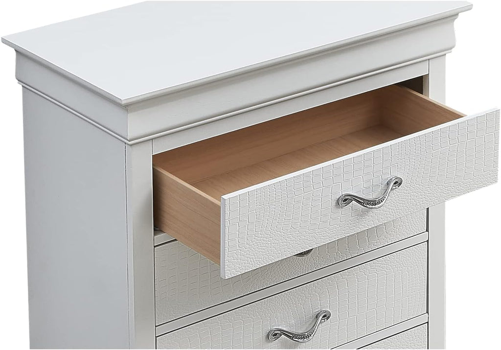 5 Drawer Chest in Pearl White F23423