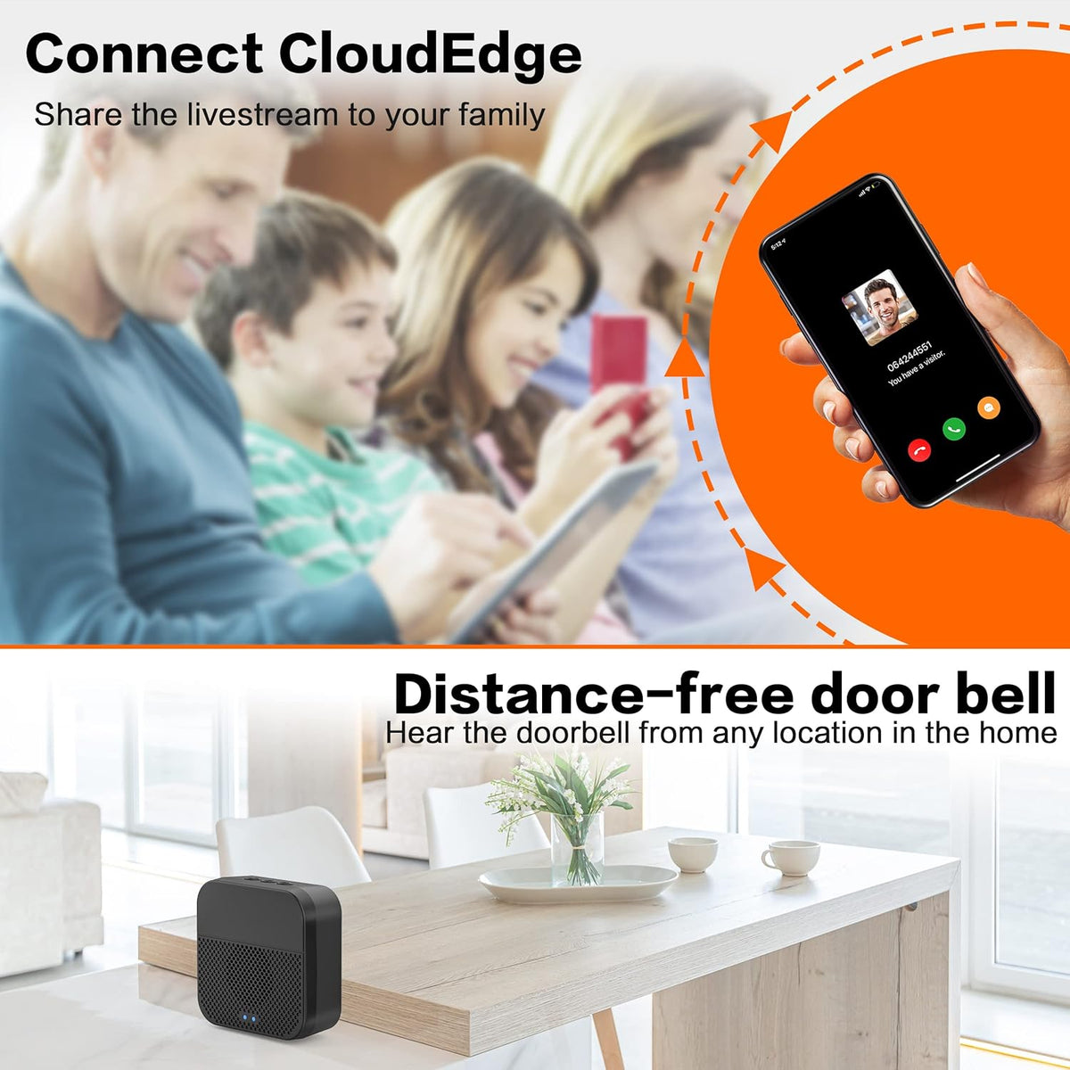 2K Wireless Video Doorbell Camera with 2-Way Audio Motion Detection Night Vision T76187