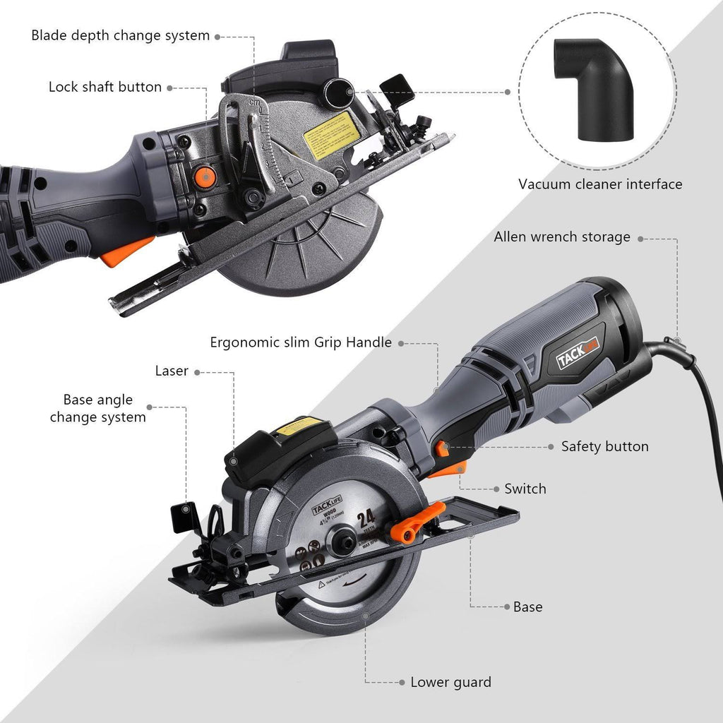 Circular Saw with Metal Handle, 6 Blades, Laser Guide V220578