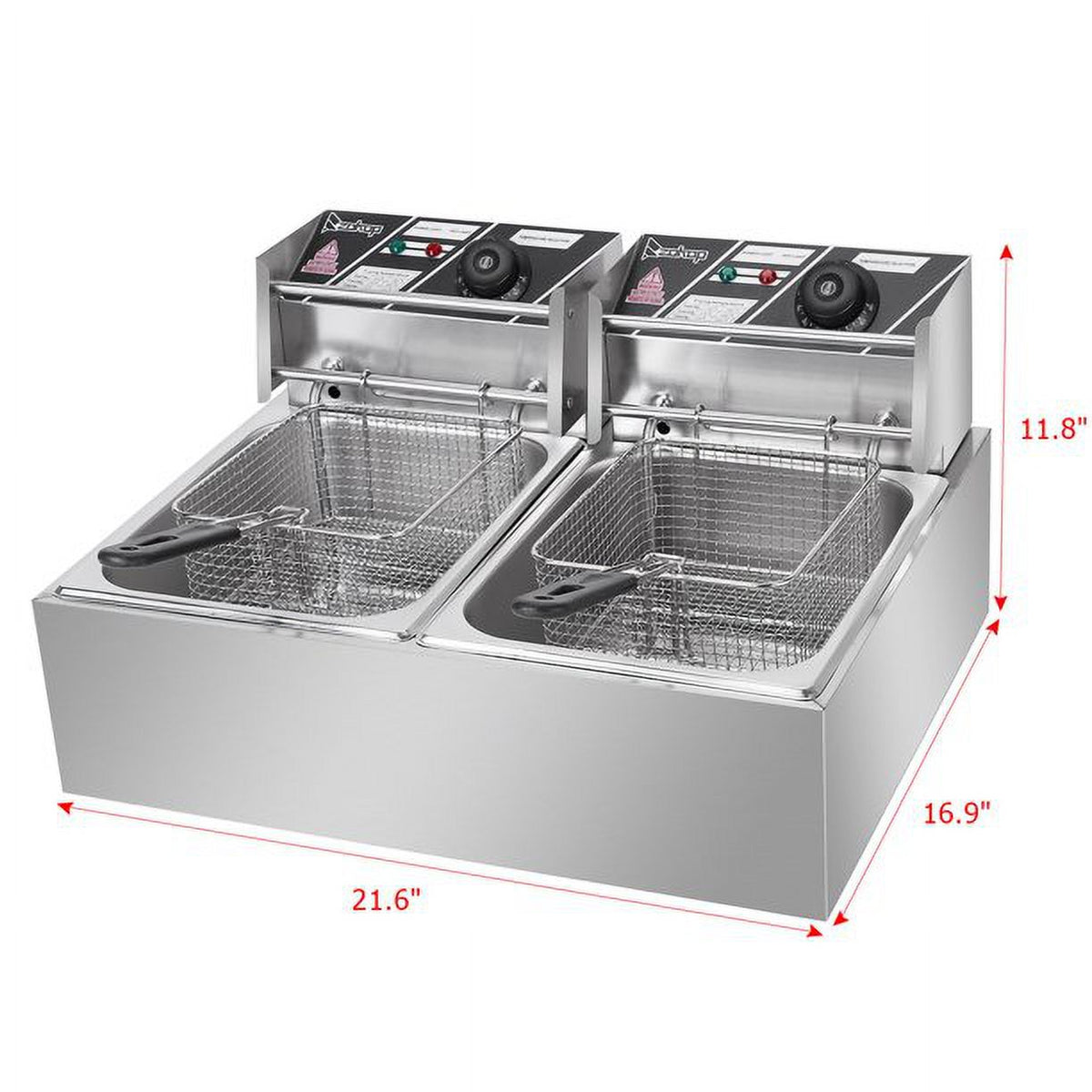 12.7QT 12L 5000W Dual Tank Stainless Steel Electric Deep Fryer T7662