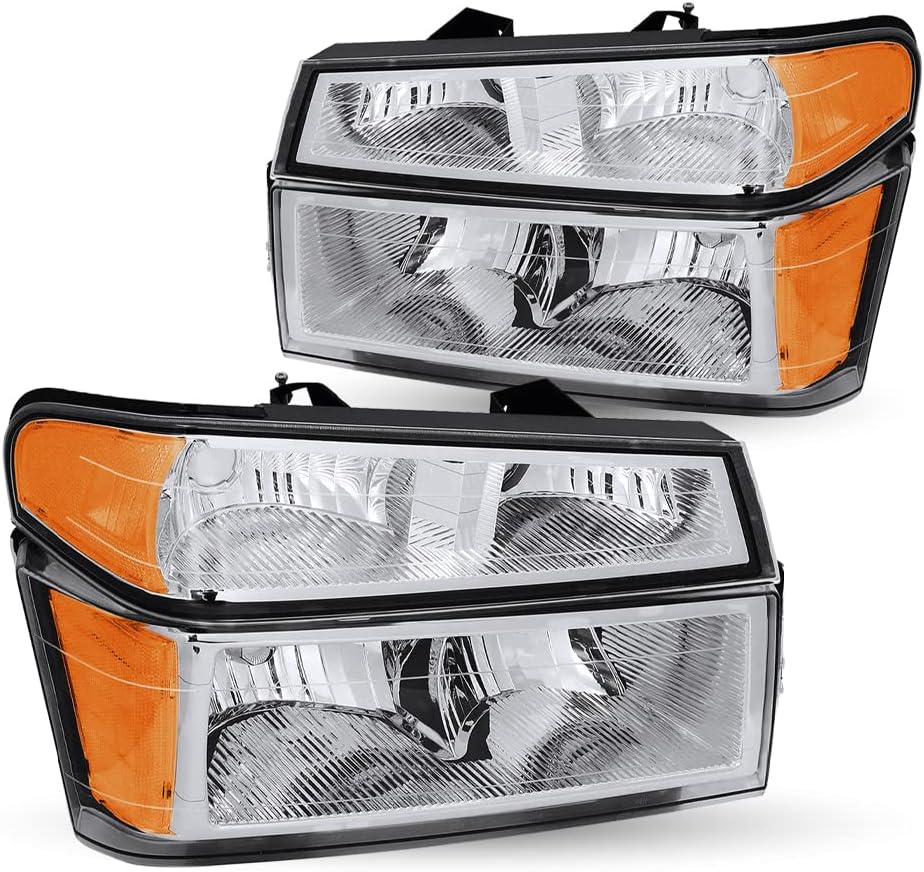 Headlight Assembly Set Chrome Housing with Amber Reflector O18368
