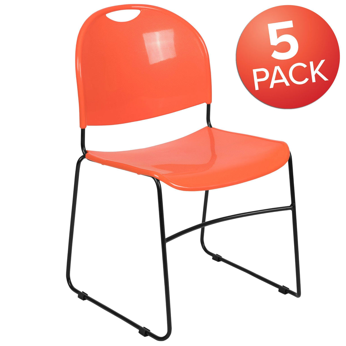 Green Ultra-Compact Stack Chair with Black Powder Coated Frame D319619