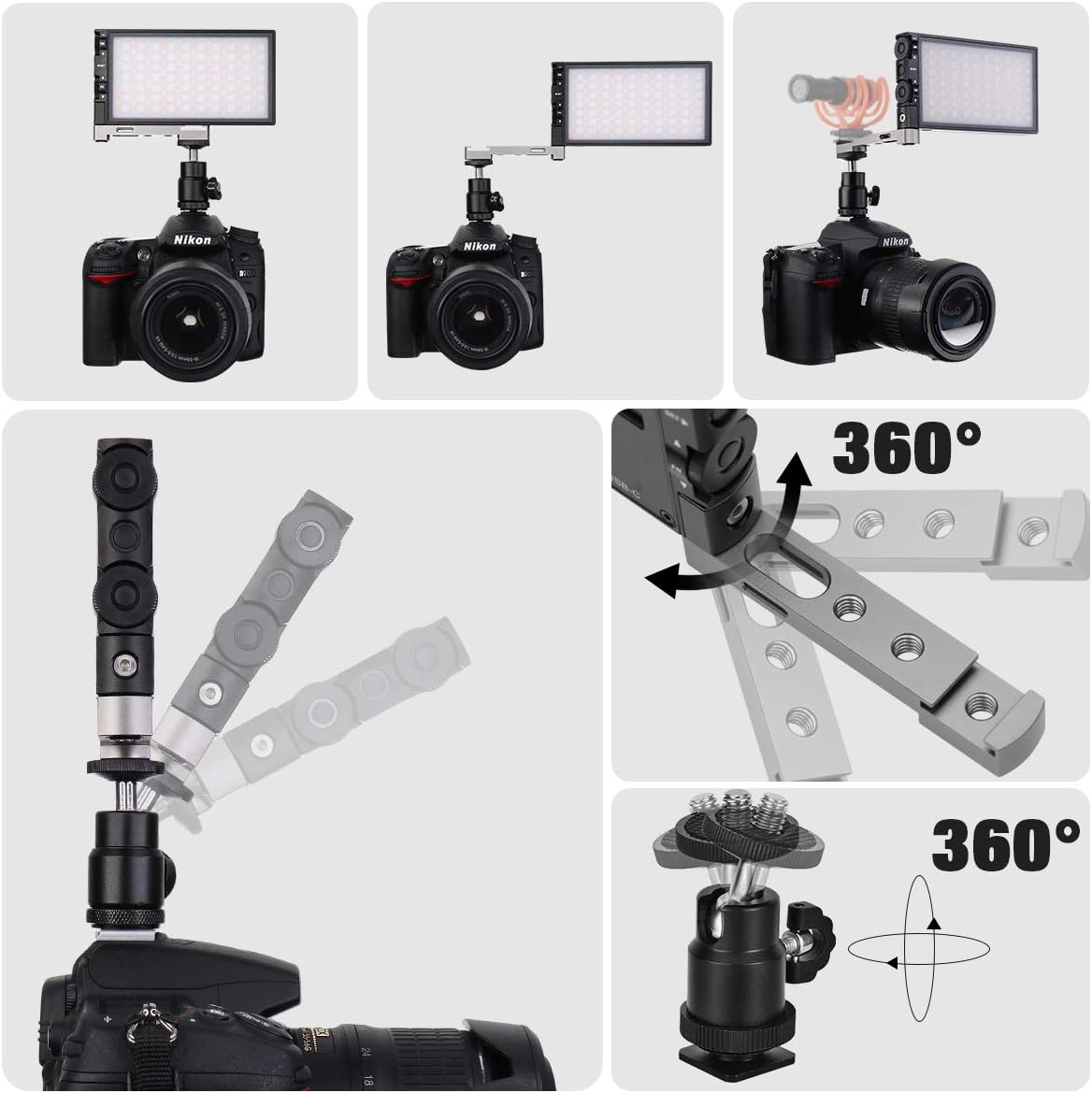 RGB Video Light 12W Rechargeable LED Camera Light 2500-8500K Aluminum Alloy Y919646