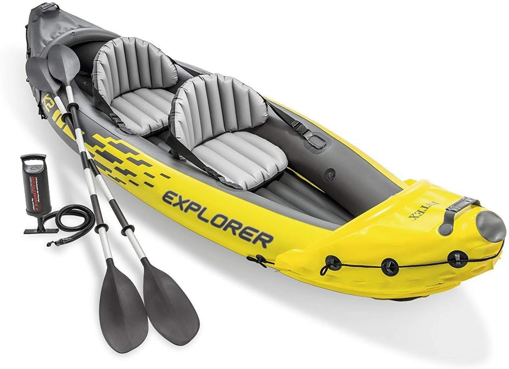 Yellow 2 Person Inflatable Kayak with Aluminum Oars & Air Pump N610