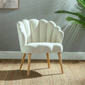 Ivory Scalloped Velvet Arm Chair G59291