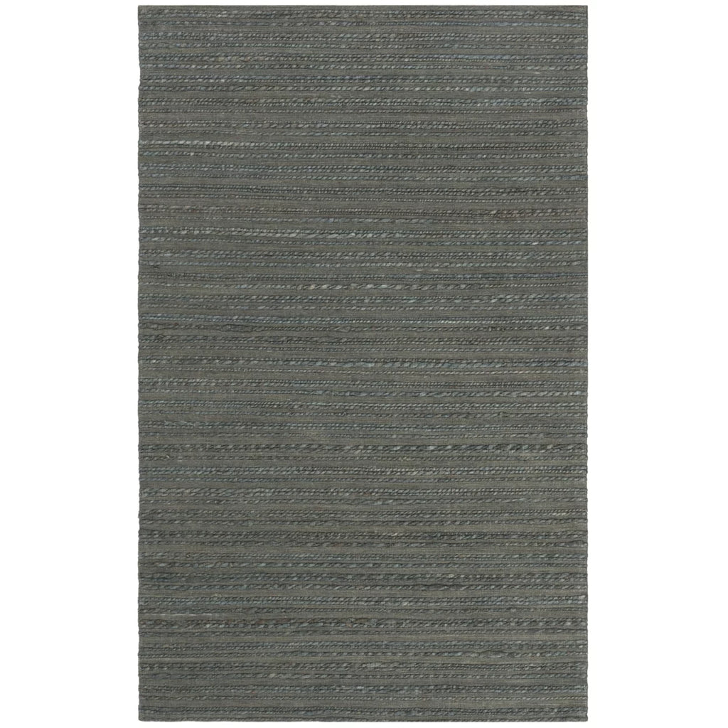 Dark Green Striped Area Rug, 4' x 6' E69675