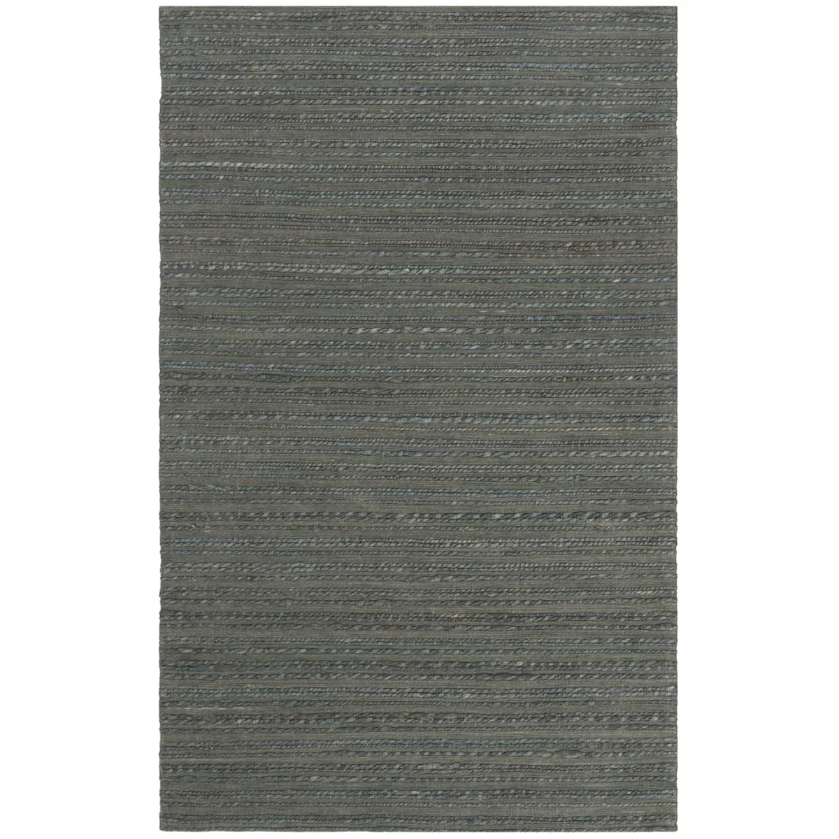 Dark Green Striped Area Rug, 4' x 6' E69675