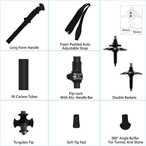 Telescopic 3K Carbon Fiber Trekking Poles F4004