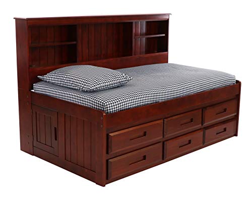 Twin Bookcase Day Bed with 6 Drawers Merlot Finish D588162