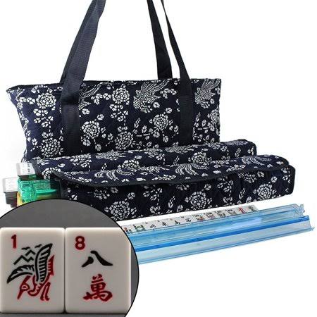 Blue Phoenix 166 Tiles American Mahjong Set with 4 Color Pushers V74916
