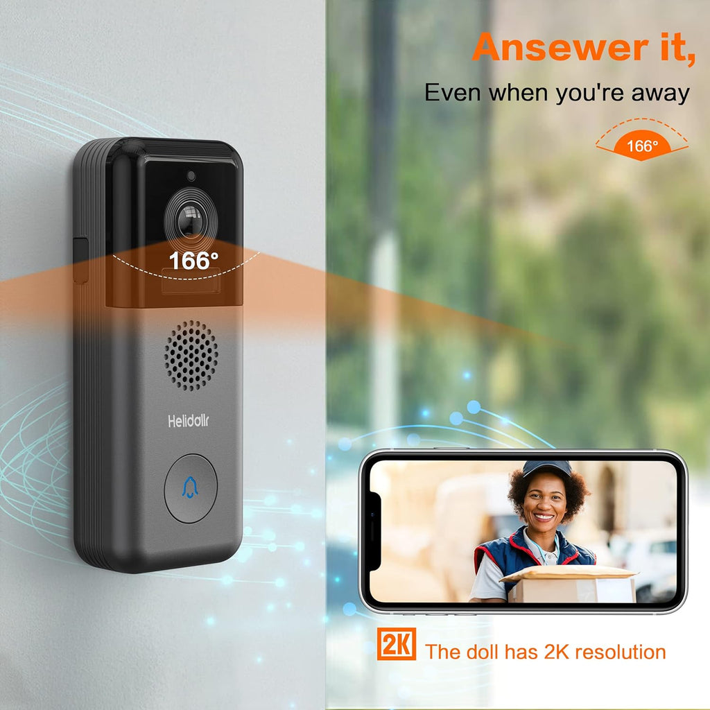 2K Wireless Video Doorbell Camera with 2-Way Audio Motion Detection Night Vision T76187