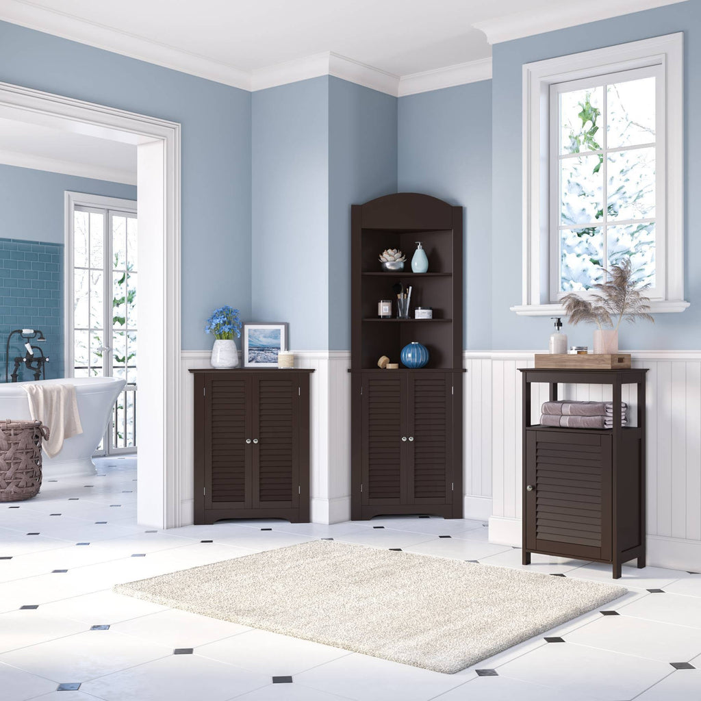 Free Standing Cabinet with Shutter Door Espresso Brown M21501