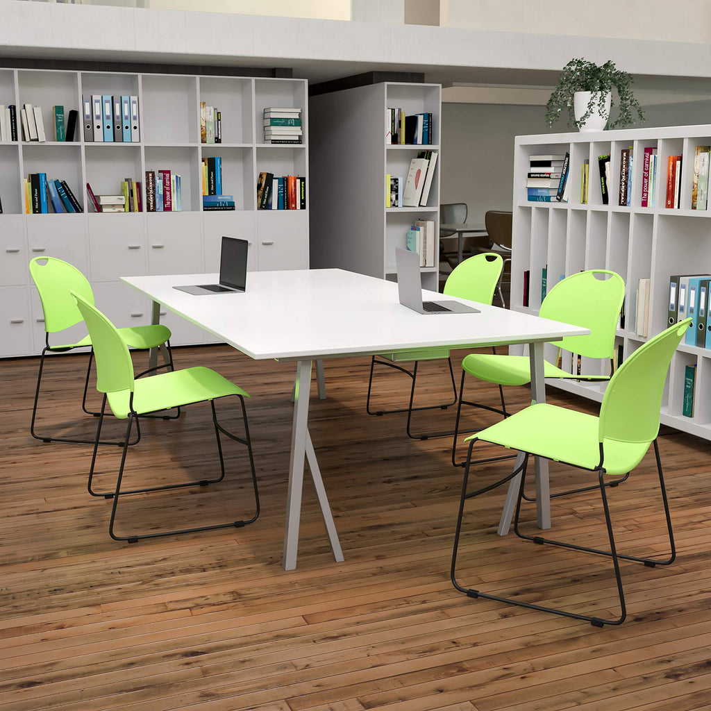 Green Ultra-Compact Stack Chair with Black Powder Coated Frame D319619