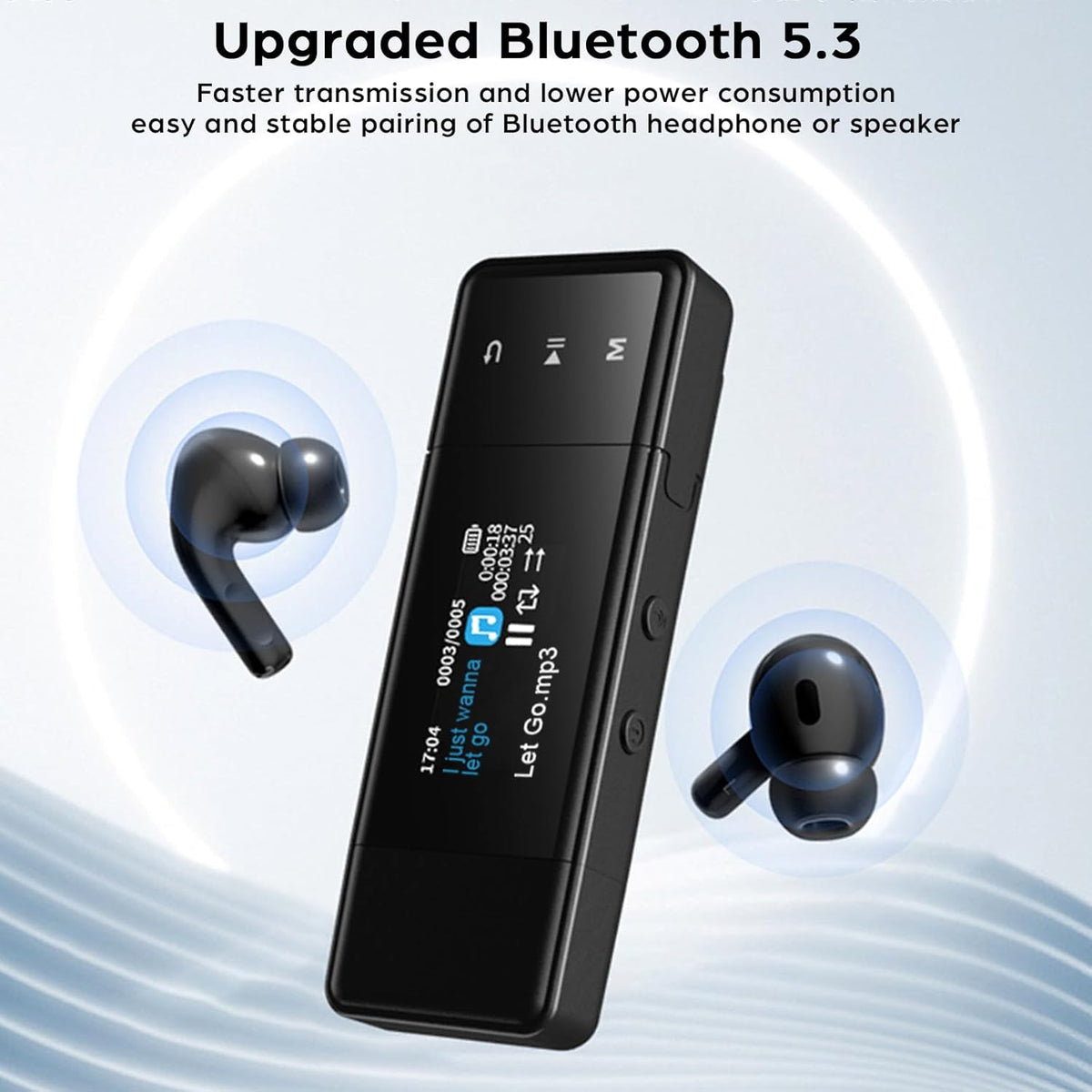 64GB Bluetooth MP3 Player with FM Radio, Black N1184