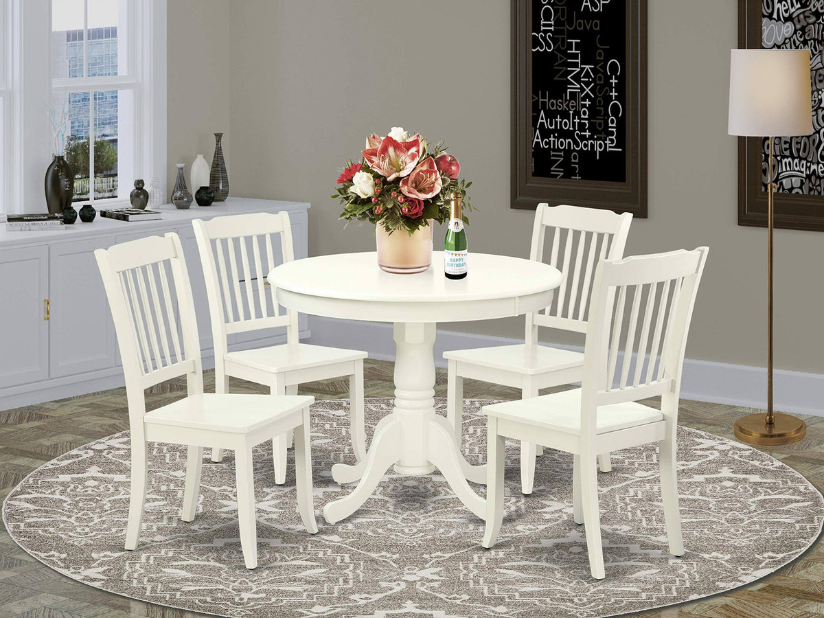 5pc Round 36 inch Table and 4 Vertical Slatted Chairs M792