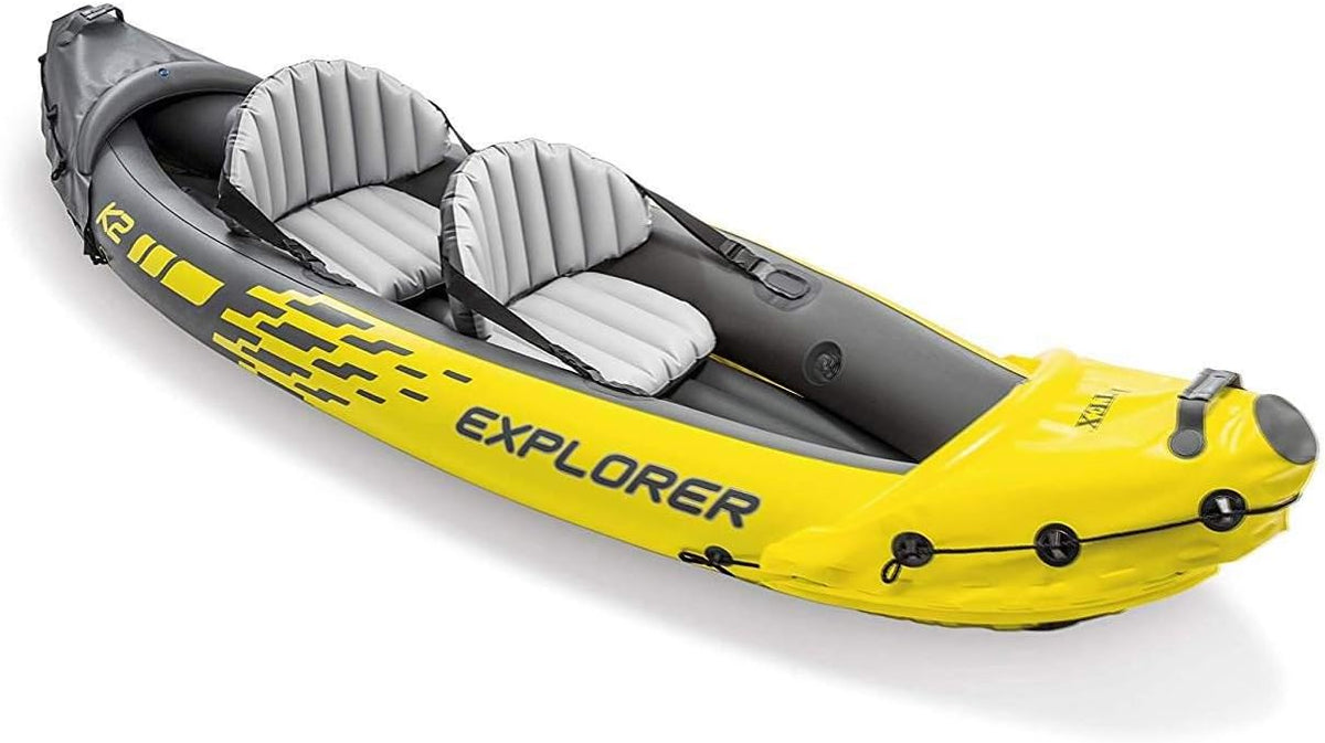 Yellow 2 Person Inflatable Kayak with Aluminum Oars & Air Pump N610