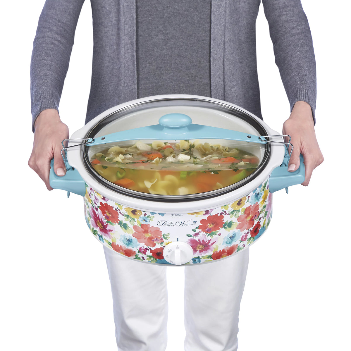 Portable Slow Cooker, 6 Quart, Removable Crock, Breezy Blossom L9739