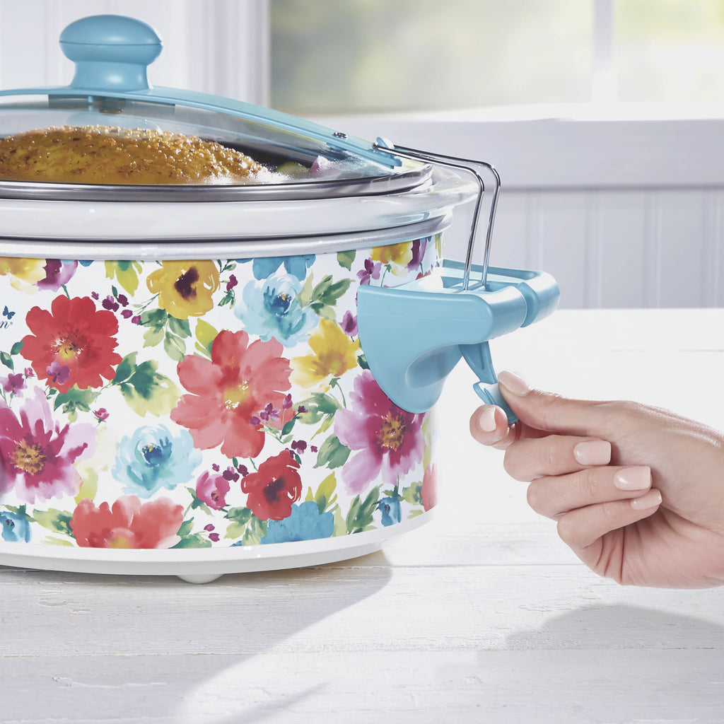Portable Slow Cooker, 6 Quart, Removable Crock, Breezy Blossom L9739