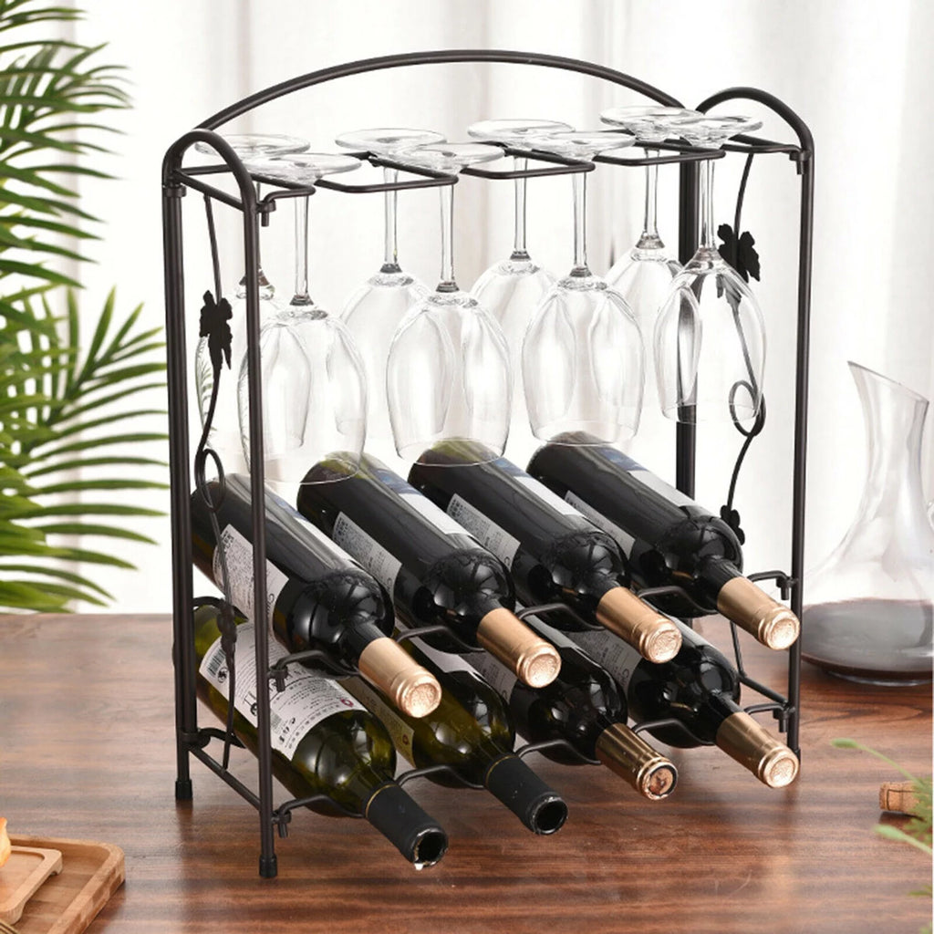 2-Tier 8 Bottles Stackable Wine Rack Y834