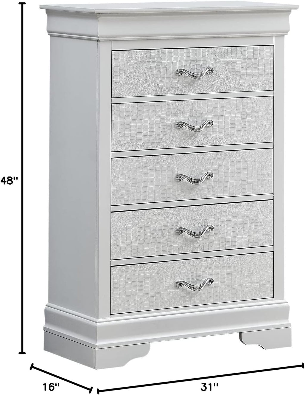 5 Drawer Chest in Pearl White F23423