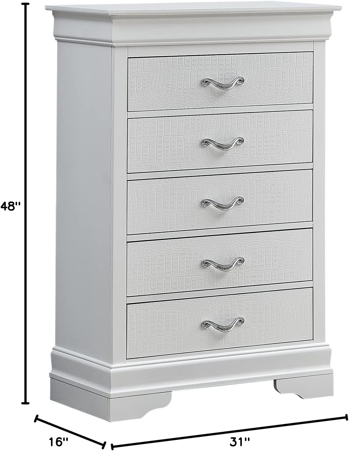 5 Drawer Chest in Pearl White F23423