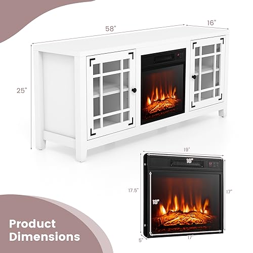 58 Inch TV Console with Electric Fireplace Insert P168