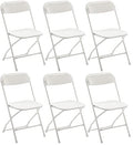 White Plastic Folding Chairs Steel Frame Set of 10 W5079