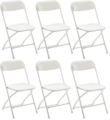 White Plastic Folding Chairs Steel Frame Set of 10 W5079