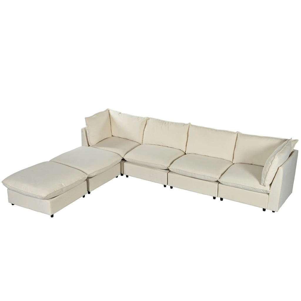 Large U-Shape Sectional Sofa with Removable Ottomans K394