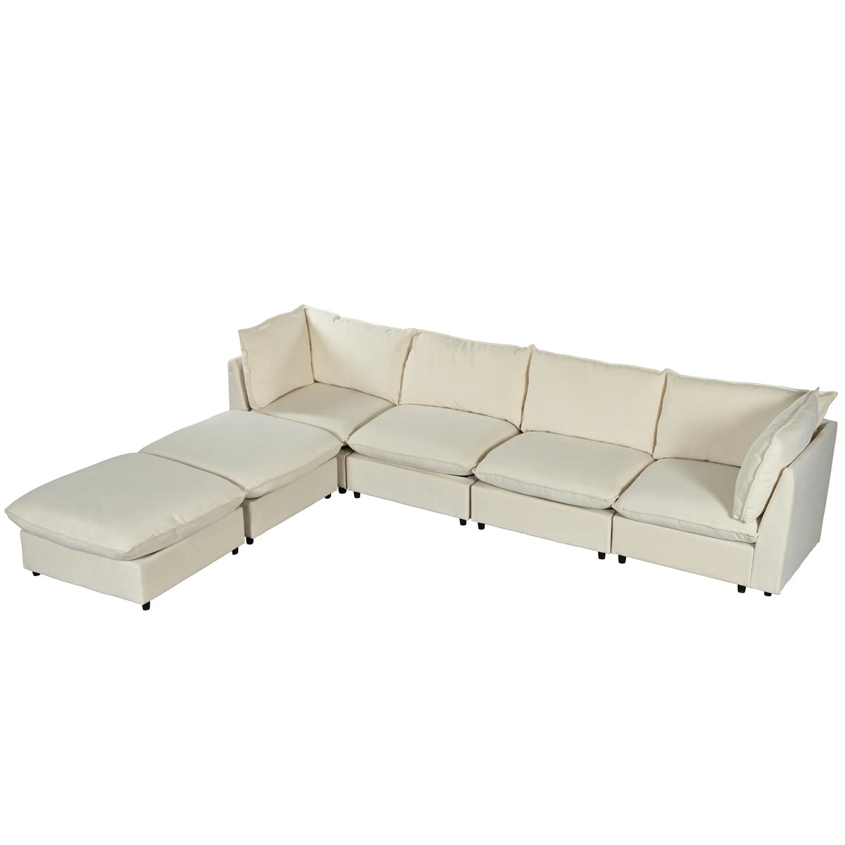 Large U-Shape Sectional Sofa with Removable Ottomans K394