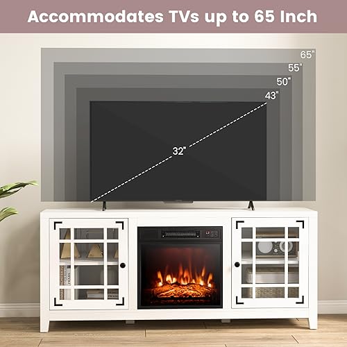 58 Inch TV Console with Electric Fireplace Insert P168