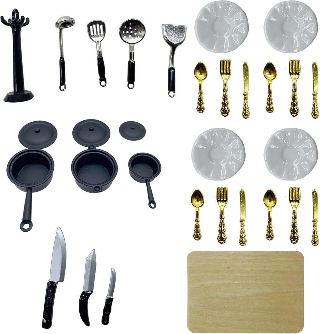 Miniature Kitchen Cookware Accessories Mini Pot Dish Knife Fork M130925