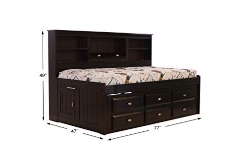 Twin Bookcase Day Bed with 6 Drawers Merlot Finish D588162