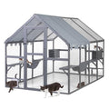 Grey Extra Large Wooden Outdoor Cat Enclosure with Canopy O9157