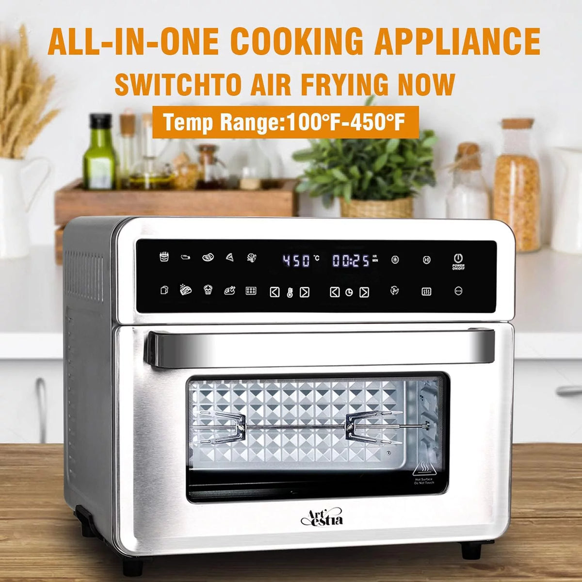 26QT Extra Large Digital Convection Oven Air Fryer Combo With Rotisserie And Dehydrator Q148
