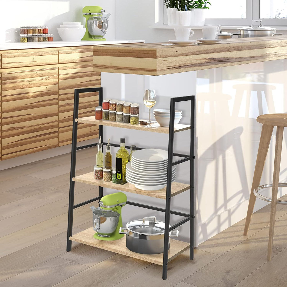 3-Tier Wood Bookshelf with Metal Frame T1645