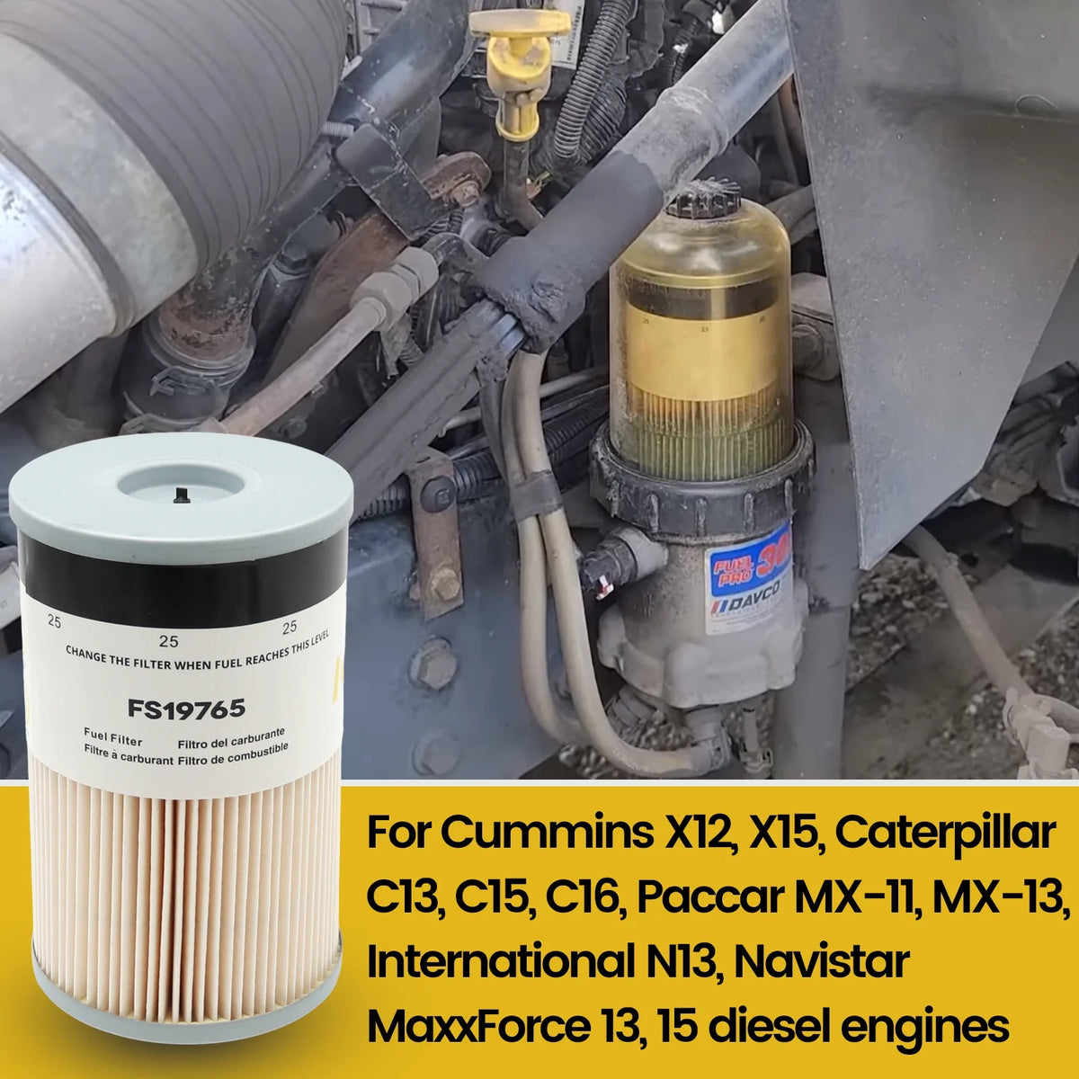 4pcs Fuel Filter with Water Separator 25micron X1400
