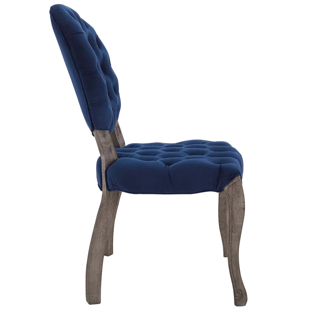 Navy Blue Velvet Wood Side Chair V109819