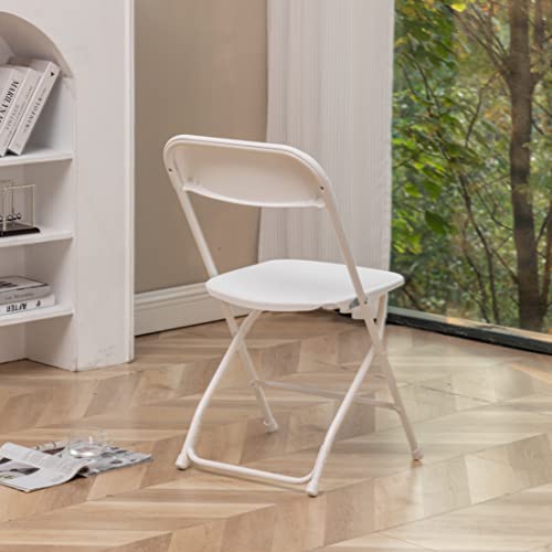 White Plastic Folding Chairs Steel Frame Set of 10 W5079