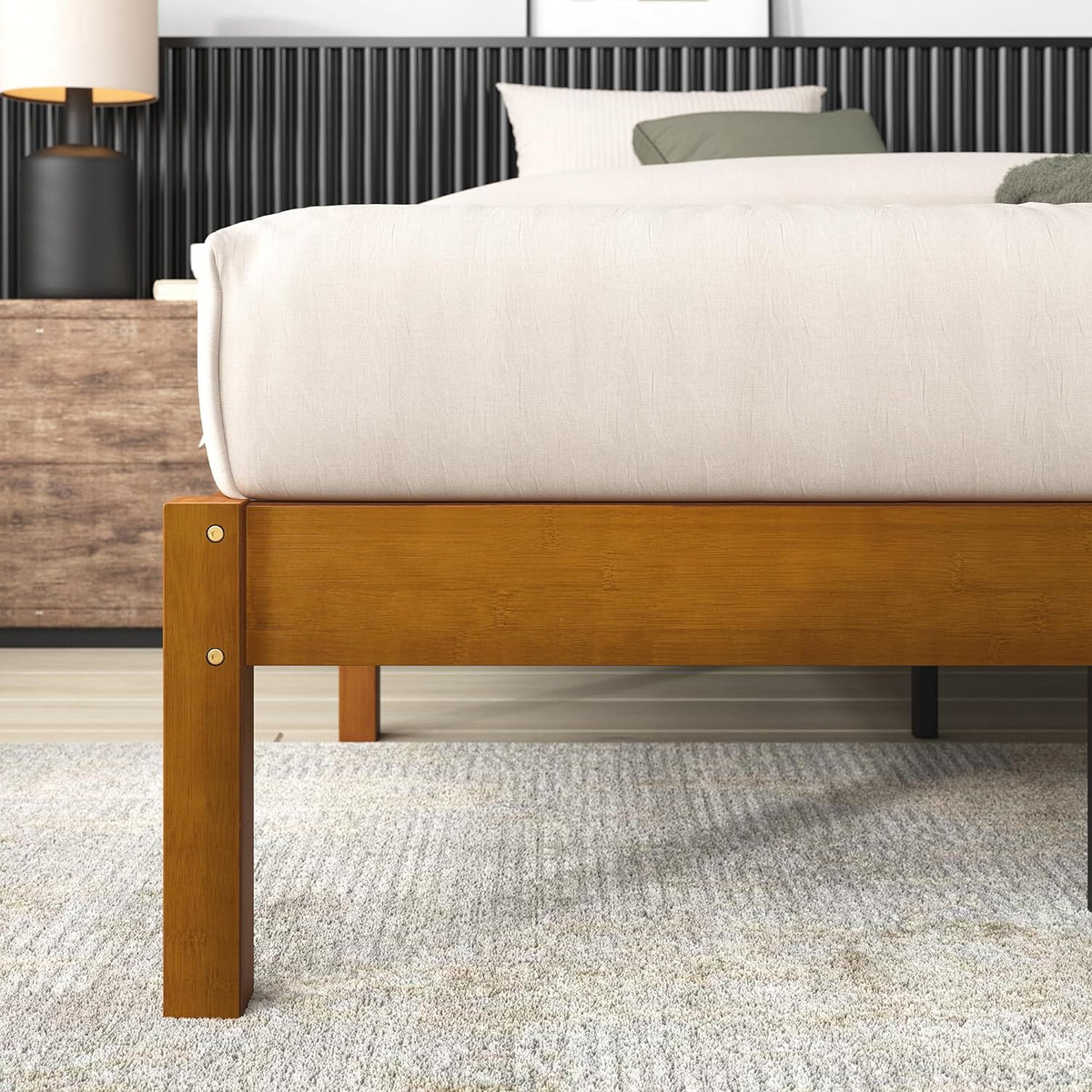 14 Inch Bamboo Platform Bed Frame, Wood Slat Support, Full R356493