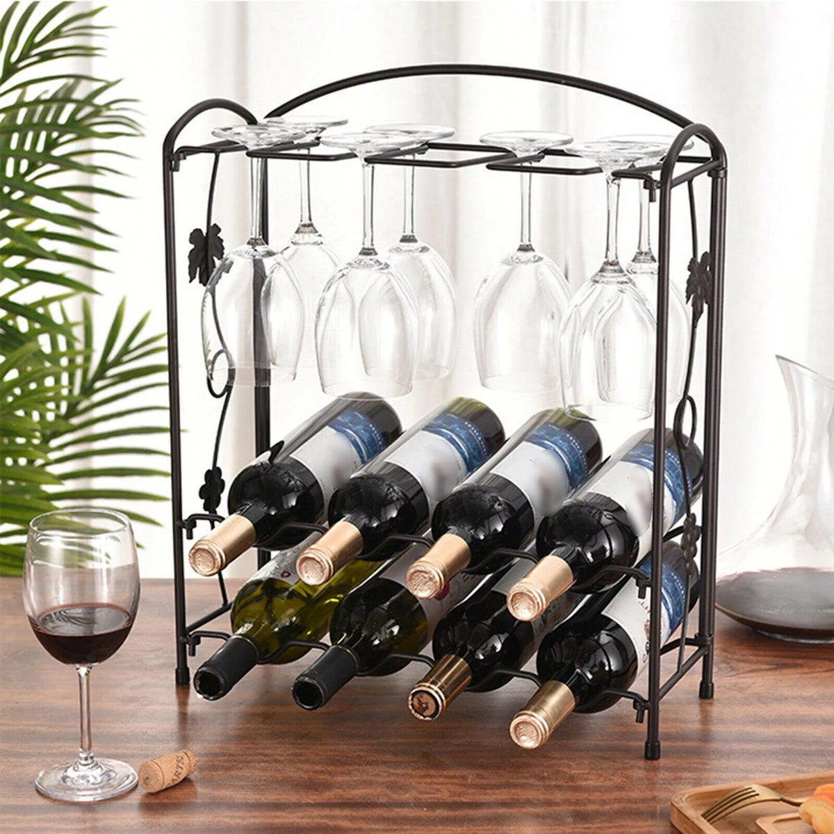 2-Tier 8 Bottles Stackable Wine Rack Y834