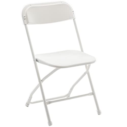 White Plastic Folding Chairs Steel Frame Set of 10 W5079
