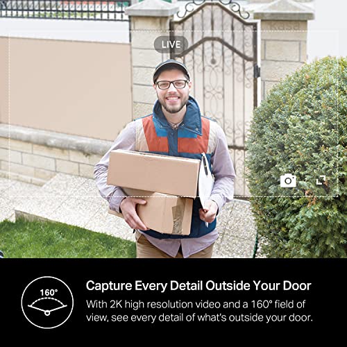 Smart Video Doorbell Camera Hardwired with Chime, 2K Resolution, Night Vision, 2-Way Audio N876397
