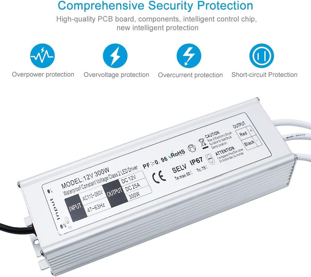 Waterproof IP67 LED Power Supply 300W 110V AC to 12V DC D494
