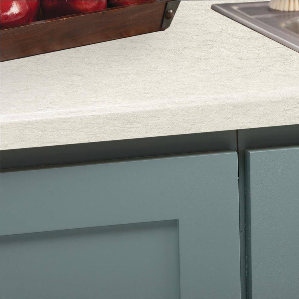 8 ft. White Cascade Laminate Countertop with Integrated Backsplash L135738