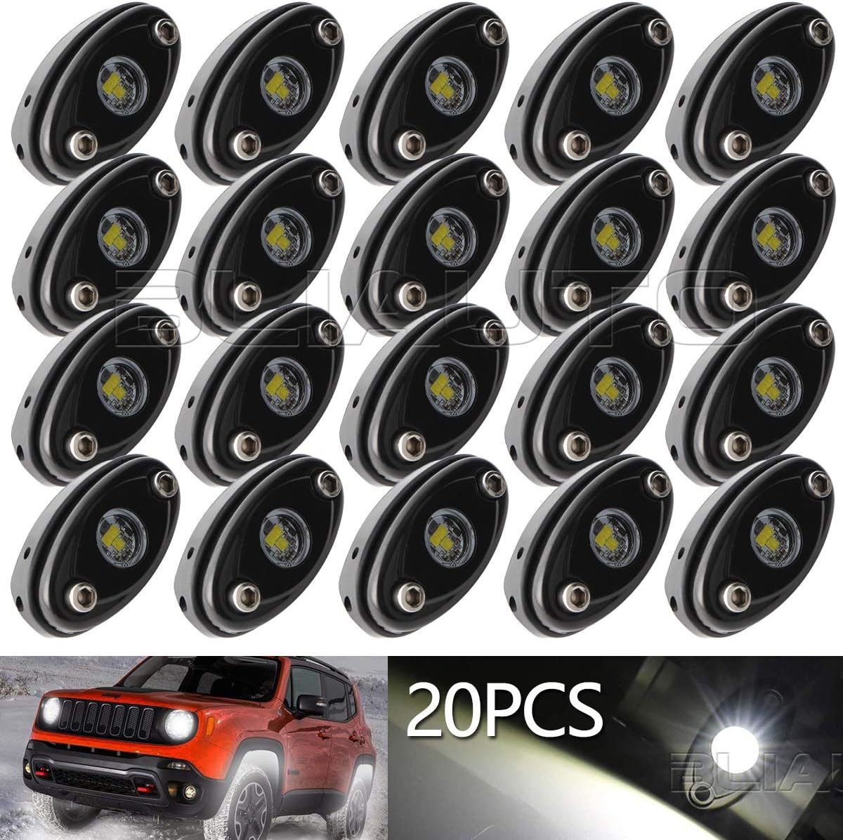 White 20 Pods LED Rock Lights R41858