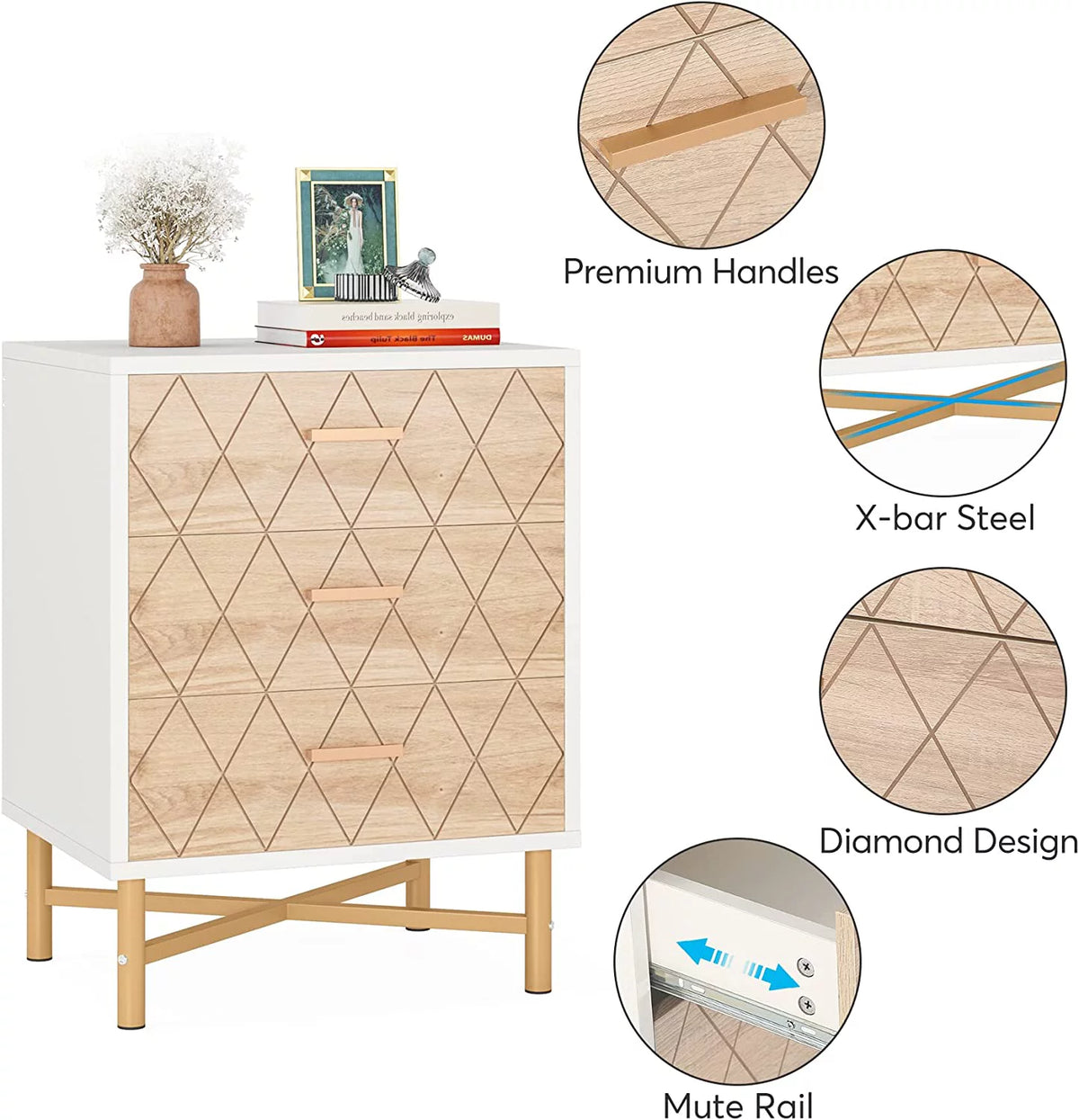 3-Drawer Nightstand Set of 2 I426813