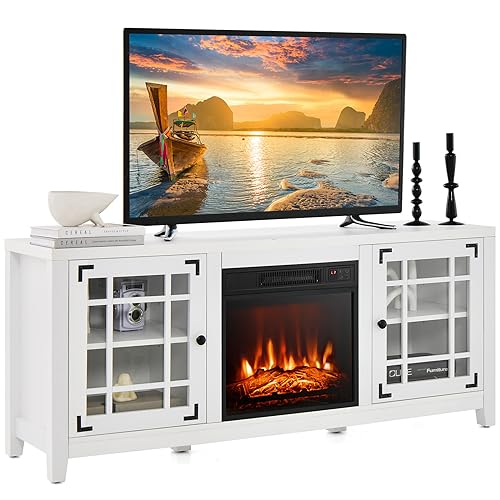 58 Inch TV Console with Electric Fireplace Insert P168