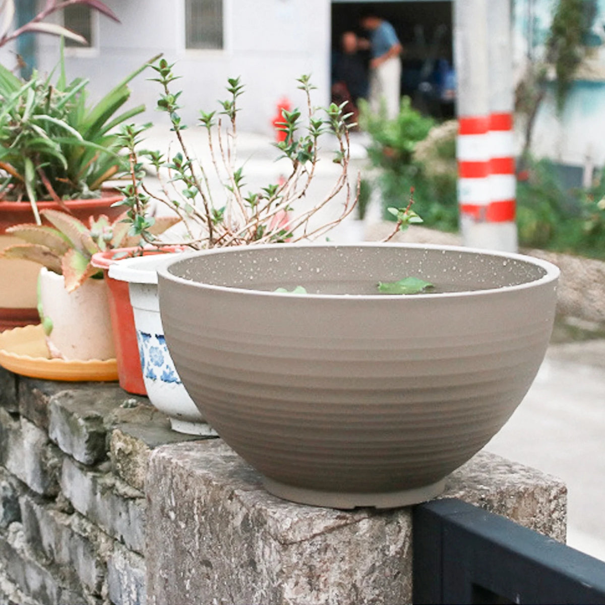 Terrarium Faux Stone Flower Pot 30x16.9cm Khaki Y452586