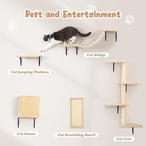 Gray 5 Piece Cat Shelves with Tree, Perch, Scratcher, Bridge & Condo K4661